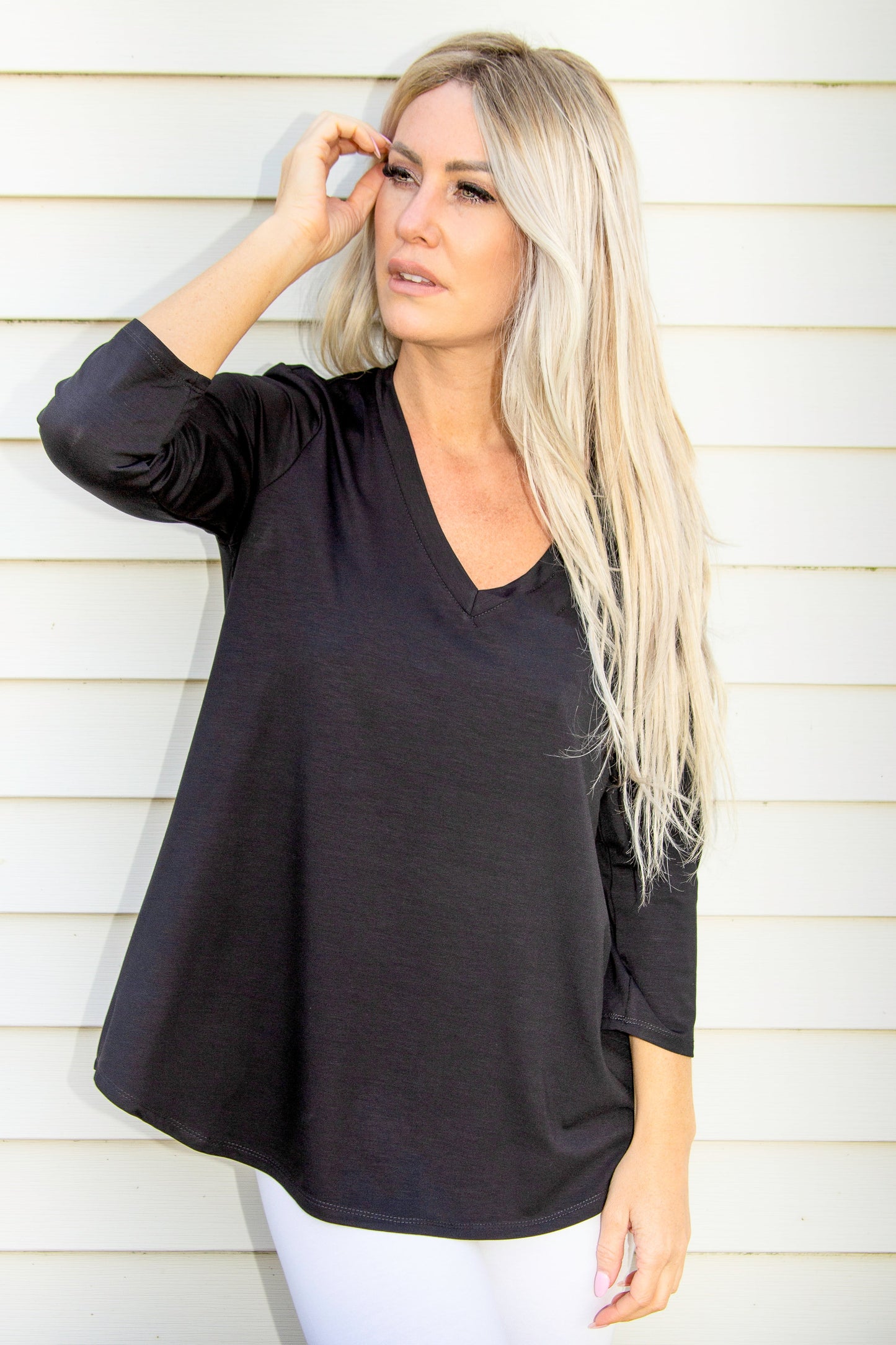 Pure Essence Spring/Summer 2024- 2104570- V Neck Top- Coral - The Coach Pyramids