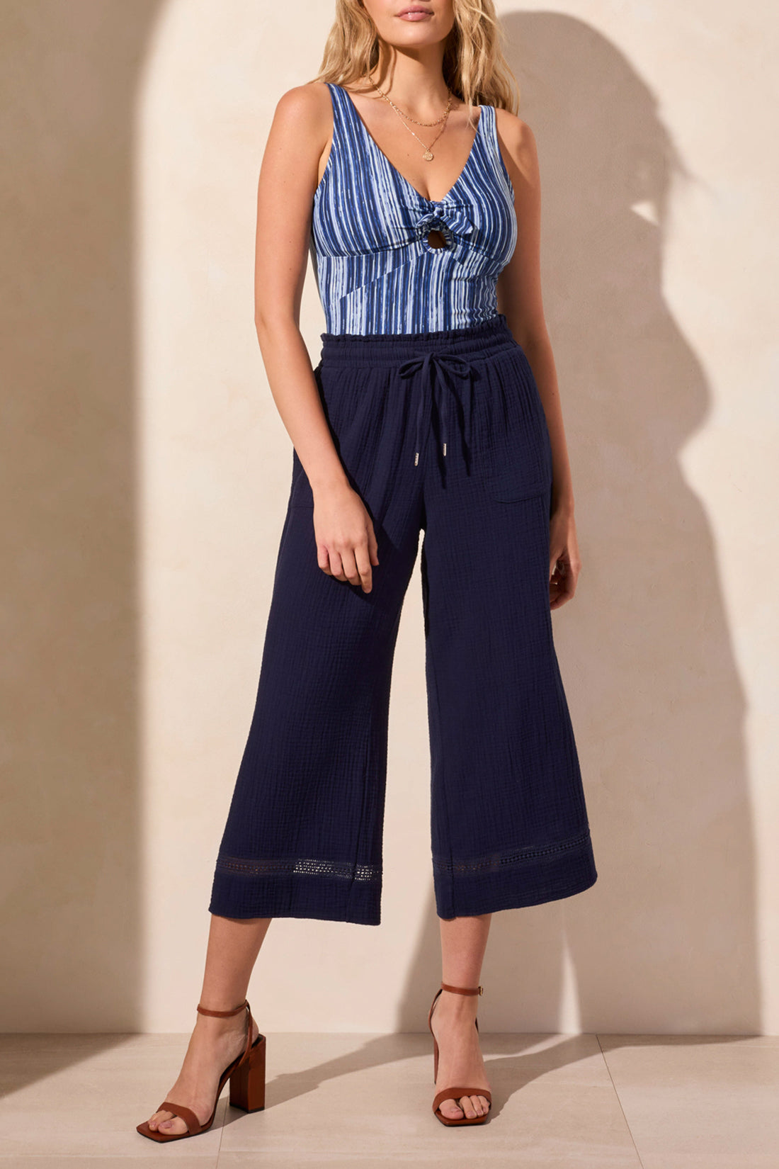 Tribal Spring/Summer 2025-2131O-4555-Pull On Cover Up Capri-Jet Blue - The Coach Pyramids