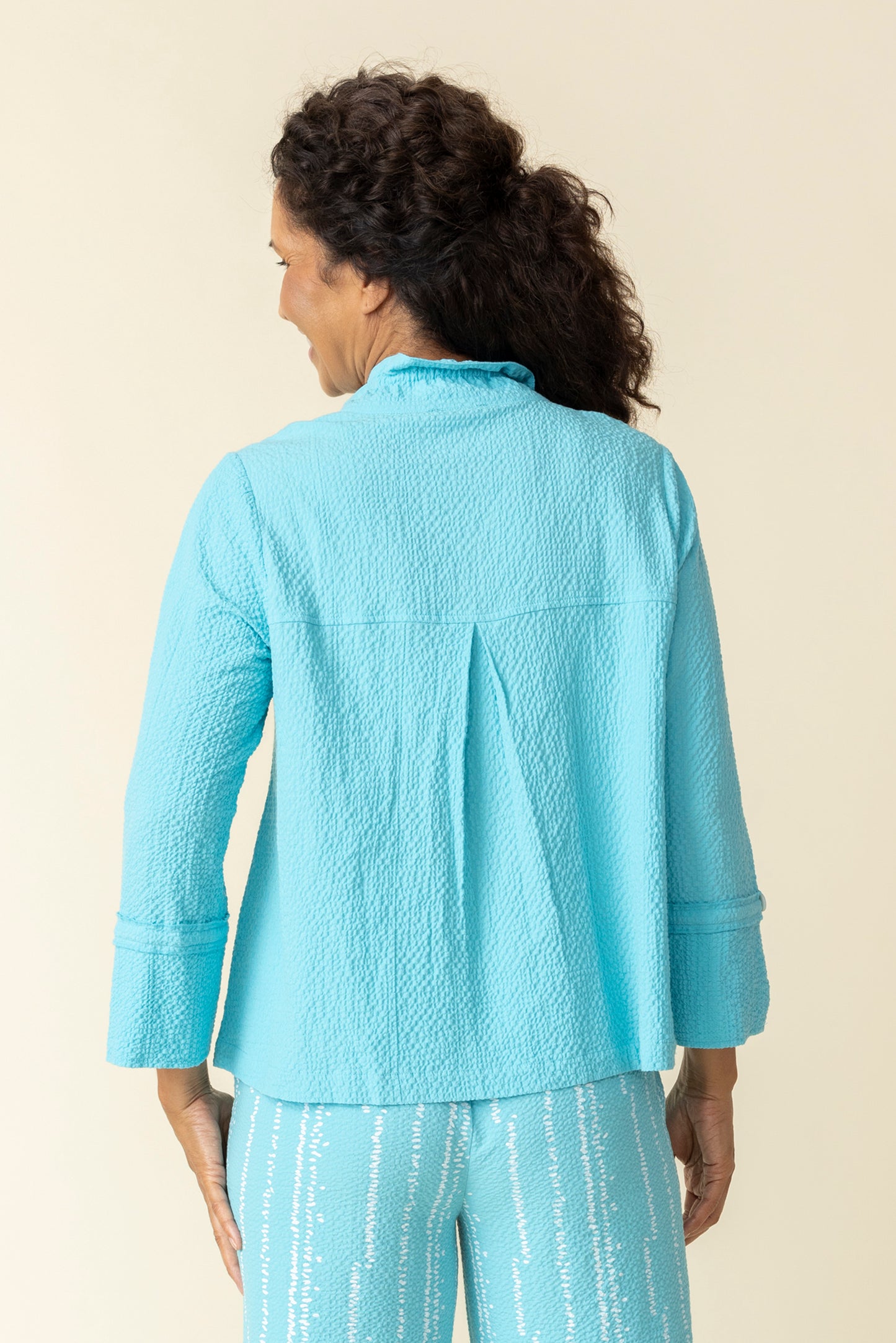 Habitat Spring/Summer 2025-H21321-Ruched Collar Swing Jacket-Malibu - The Coach Pyramids