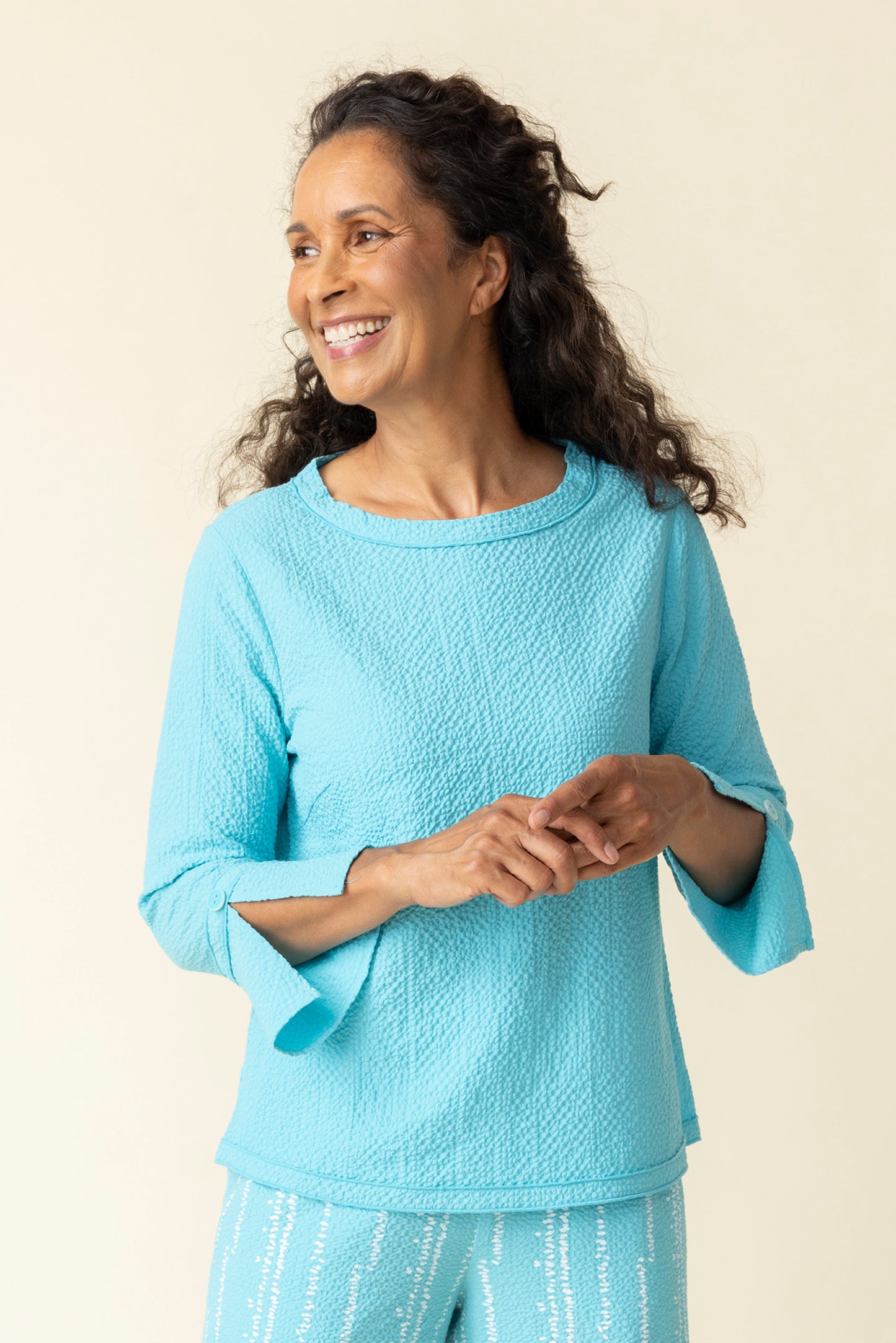 Habitat Spring/Summer 2025-H21343-Flutter Sleeve Pullover-Malibu - The Coach Pyramids