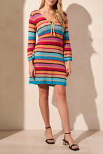 Tribal Spring/Summer 2025-2134O-8167-3/4 Bell Sleeve Cover Up Dress-Flame