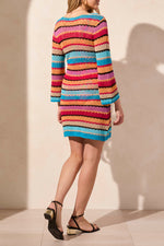 Tribal Spring/Summer 2025-2134O-8167-3/4 Bell Sleeve Cover Up Dress-Flame