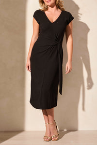 Tribal Spring/Summer 2025-2139O-8151-S/S Dress W/Front Tie-Black - The Coach Pyramids