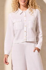 Tribal Spring/Summer 2025-2152O-4525-L/S Button Front Jacket W/Chest Pockets-White