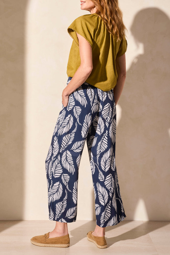 Tribal Spring/Summer 2025-2156O-3477-Pull On Ankle Pant W/Hem Vent And Buttons-Indigo