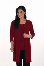 Frank Lyman Fall 2025-216009-441-Knit Duster-Cabernet - The Coach Pyramids