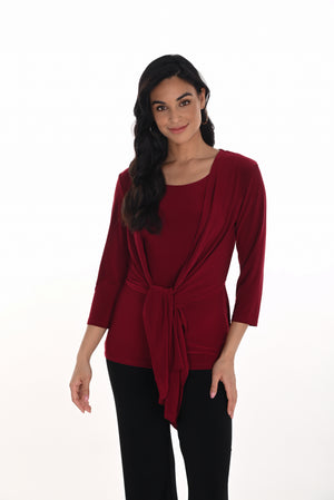 Frank Lyman Fall 2025-216009-441-Knit Duster-Cabernet - The Coach Pyramids