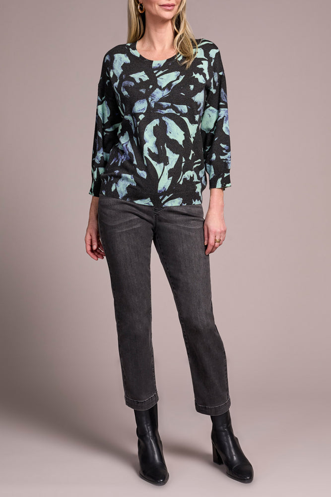 Tribal Fall 2025-2175O-8169-3/4 Sleeve Crew Neck Sweater-Mint - The Coach Pyramids