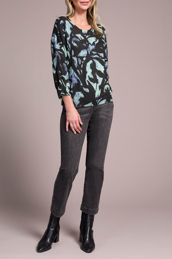 Tribal Fall 2025-2175O-8169-3/4 Sleeve Crew Neck Sweater-Mint - The Coach Pyramids