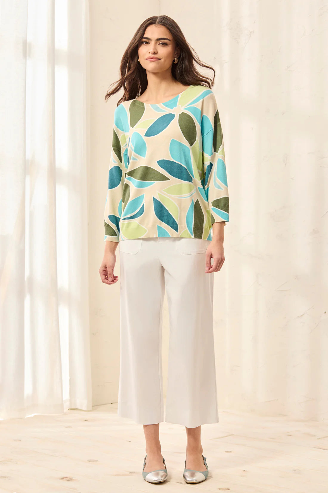 Tribal Soft Yarn Crew Neck Sweater-2175O-1036-Aqua Sky - The Coach Pyramids