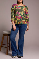 Tribal Fall 2025-2175O-8169-3/4 Sleeve Crew Neck Sweater-Mist Blue - The Coach Pyramids