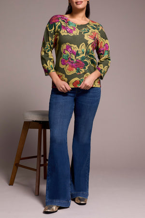 Tribal Fall 2025-2175O-8169-3/4 Sleeve Crew Neck Sweater-Mist Blue - The Coach Pyramids