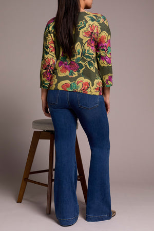 Tribal Fall 2025-2175O-8169-3/4 Sleeve Crew Neck Sweater-Mist Blue - The Coach Pyramids