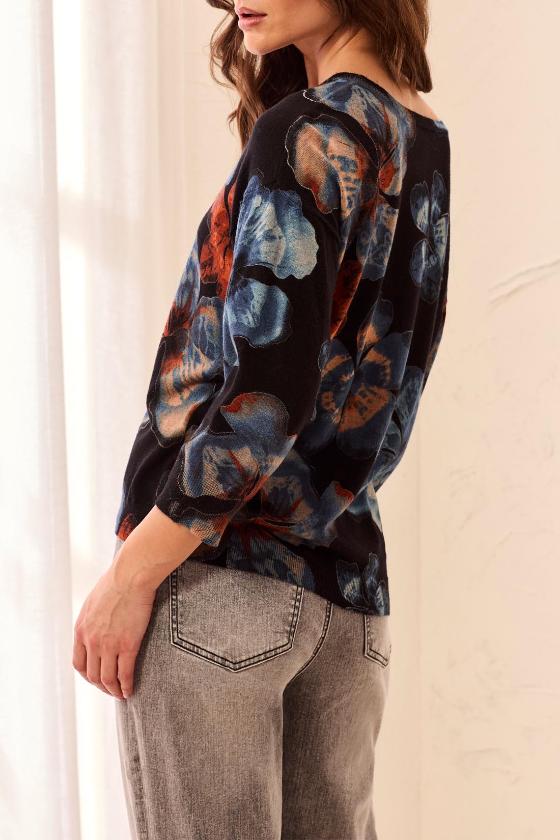 Tribal-3/4 Sleeve Crew Neck Sweater-2175O-2668-Maple - The Coach Pyramids