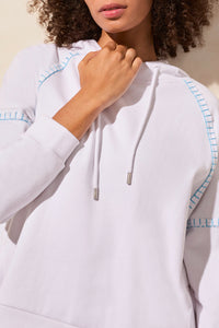 Tribal Spring/Summer 2025-2191O-3907-L/S Hoody W/Contrast Stitching-White - The Coach Pyramids