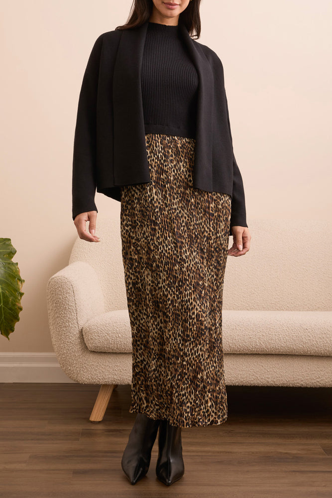 Tribal Fall 2025-2233O-3115-Long Sleeve Short Coatigan-Black - The Coach Pyramids