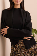 Tribal Fall 2025-2233O-3115-Long Sleeve Short Coatigan-Black - The Coach Pyramids