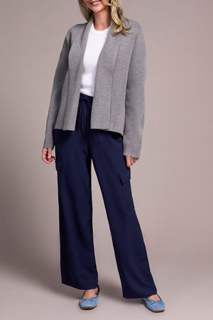 Tribal Fall 2025-2233O-3115-Long Sleeve Short Coatigan-H Charcoal - The Coach Pyramids