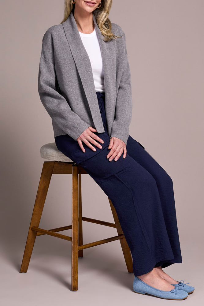 Tribal Fall 2025-2233O-3115-Long Sleeve Short Coatigan-H Charcoal - The Coach Pyramids