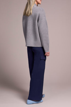 Tribal Fall 2025-2233O-3115-Long Sleeve Short Coatigan-H Charcoal - The Coach Pyramids