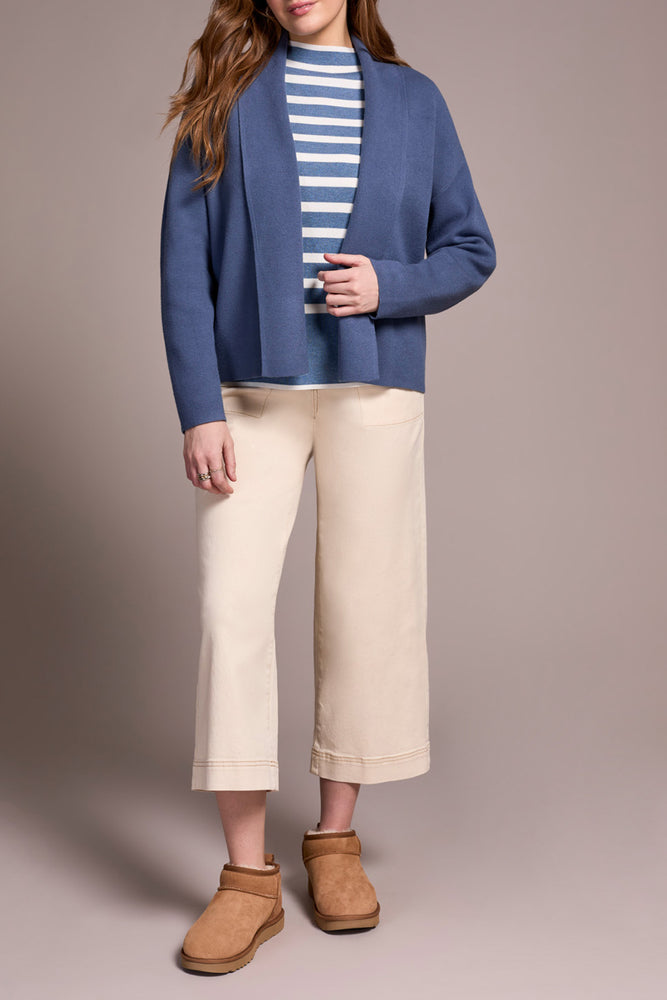 Tribal Fall 2025-2233O-3115-Long Sleeve Short Coatigan-Slate Blue - The Coach Pyramids