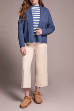 Tribal Fall 2025-2233O-3115-Long Sleeve Short Coatigan-Slate Blue - The Coach Pyramids