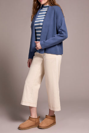Tribal Fall 2025-2233O-3115-Long Sleeve Short Coatigan-Slate Blue - The Coach Pyramids