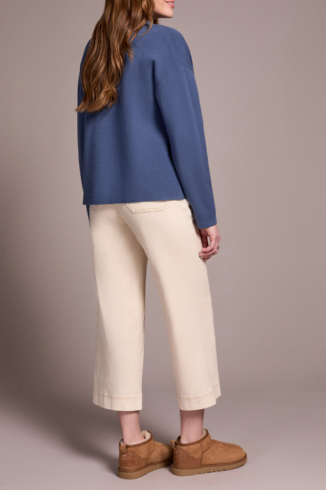 Tribal Fall 2025-2233O-3115-Long Sleeve Short Coatigan-Slate Blue - The Coach Pyramids