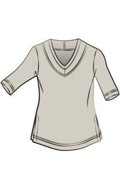 Sympli Spring/Summer 2025-22364-4-Splice V Neck Go To Top-Cashew - The Coach Pyramids