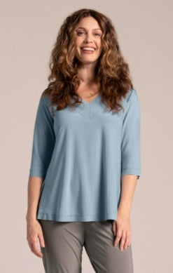 Sympli Spring/Summer 2025-22364-4-Splice V Neck Go To Top-Cashew - The Coach Pyramids