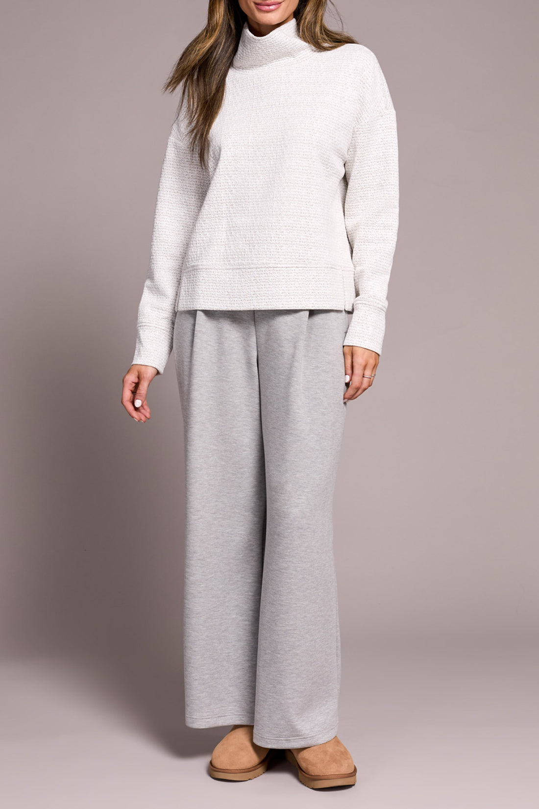 Tribal Fall 2025-2240O-8240-L/S Funnel Neck Top-Frost Grey - The Coach Pyramids
