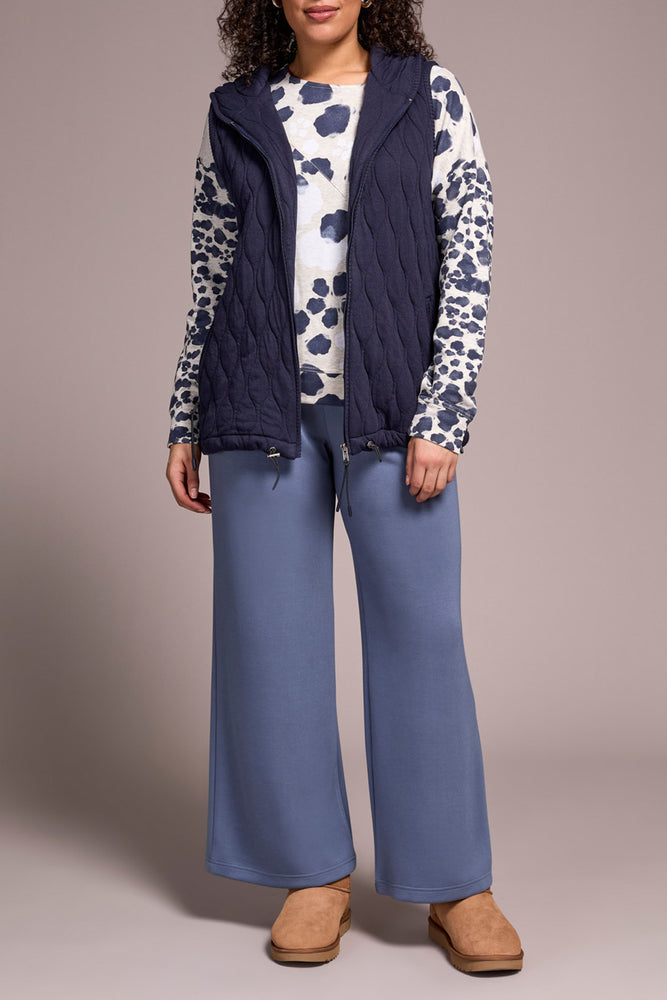 Tribal Fall 2025-2244O-8269-Vest W/Zip Front And Hood-Sapphire - The Coach Pyramids