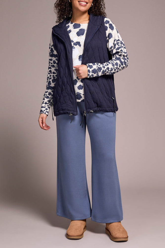 Tribal Fall 2025-2244O-8269-Vest W/Zip Front And Hood-Sapphire - The Coach Pyramids