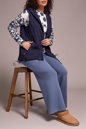 Tribal Fall 2025-2244O-8269-Vest W/Zip Front And Hood-Sapphire - The Coach Pyramids