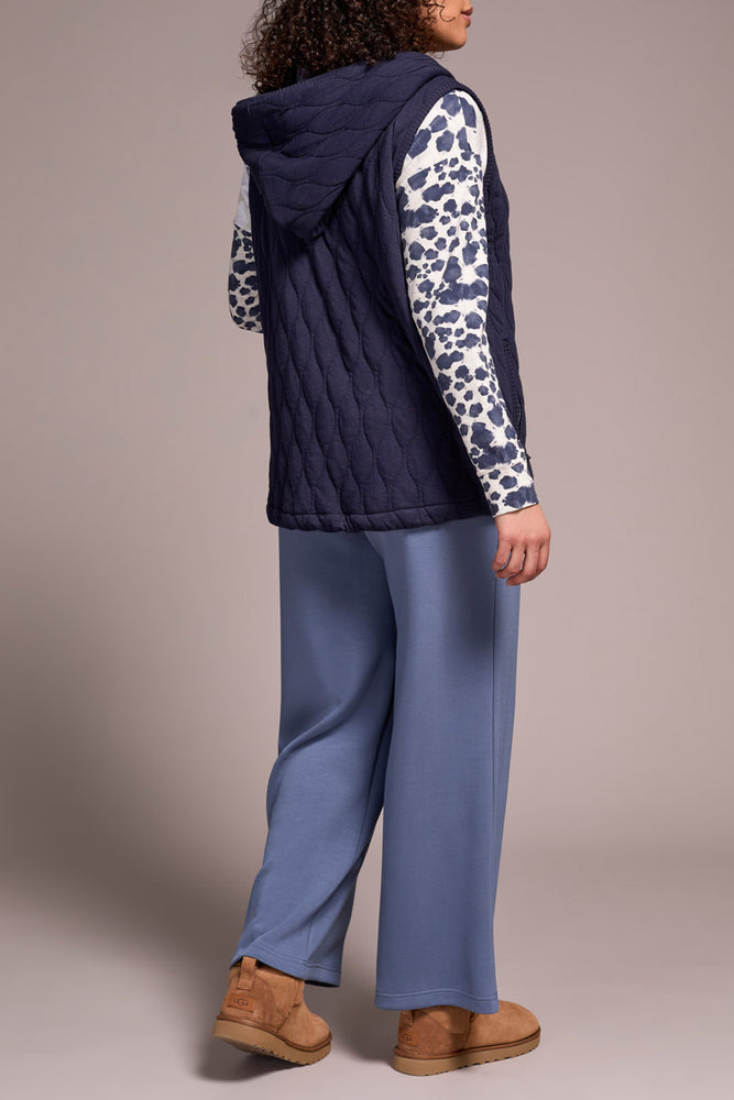Tribal Fall 2025-2244O-8269-Vest W/Zip Front And Hood-Sapphire - The Coach Pyramids