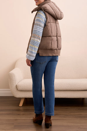 Tribal Fall 2025-2247O-8272-Quilted Vest W/Removable Hood-Fossil - The Coach Pyramids