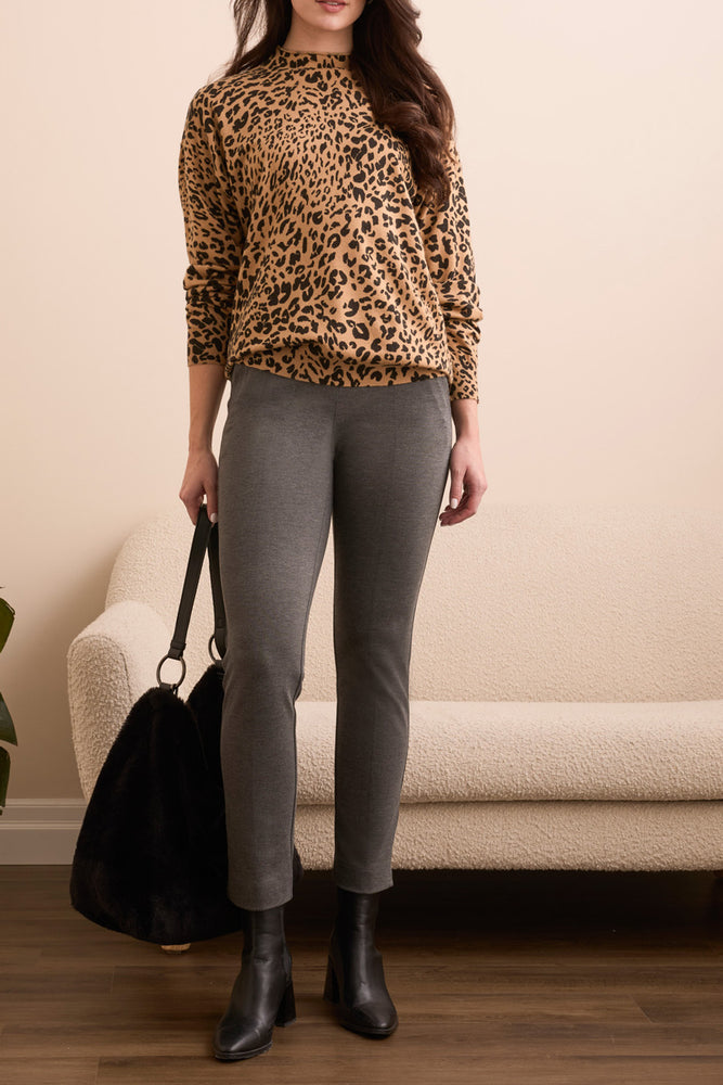 Tribal Fall 2025-2248O-8169-Long Sleeve Funnel Neck Sweater-Ice Latte - The Coach Pyramids