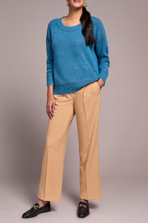 Tribal Fall 2025-2249O-3166-Long Sleeve Crew Neck Sweater-Celestial - The Coach Pyramids