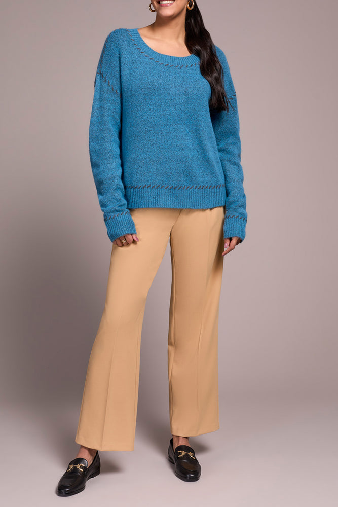 Tribal Fall 2025-2249O-3166-Long Sleeve Crew Neck Sweater-Celestial - The Coach Pyramids