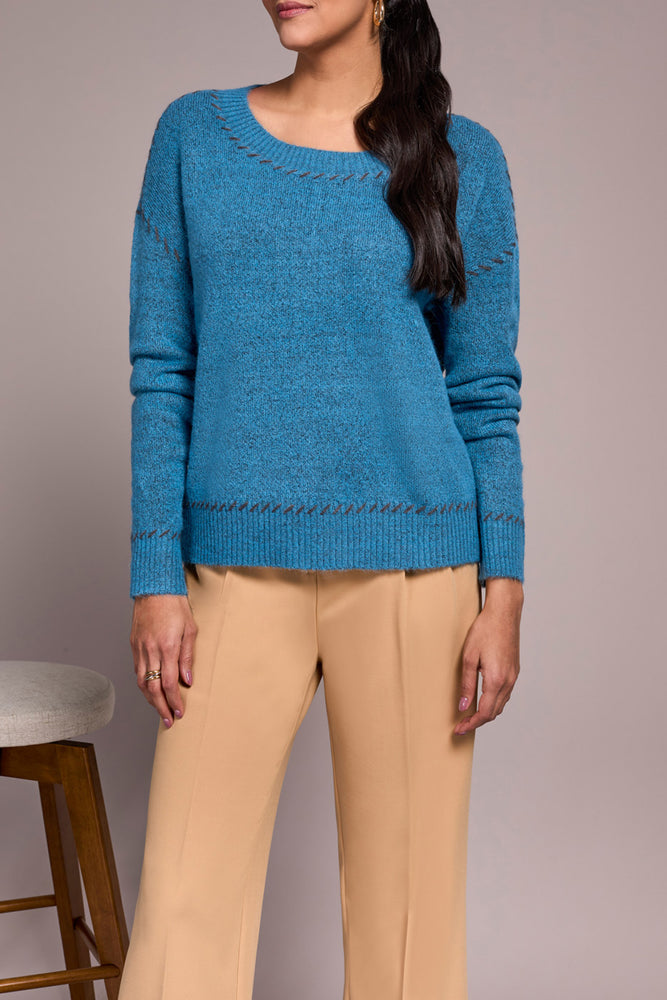 Tribal Fall 2025-2249O-3166-Long Sleeve Crew Neck Sweater-Celestial - The Coach Pyramids