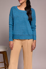 Tribal Fall 2025-2249O-3166-Long Sleeve Crew Neck Sweater-Celestial - The Coach Pyramids