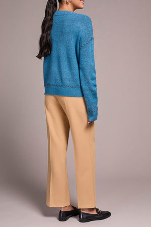 Tribal Fall 2025-2249O-3166-Long Sleeve Crew Neck Sweater-Celestial - The Coach Pyramids