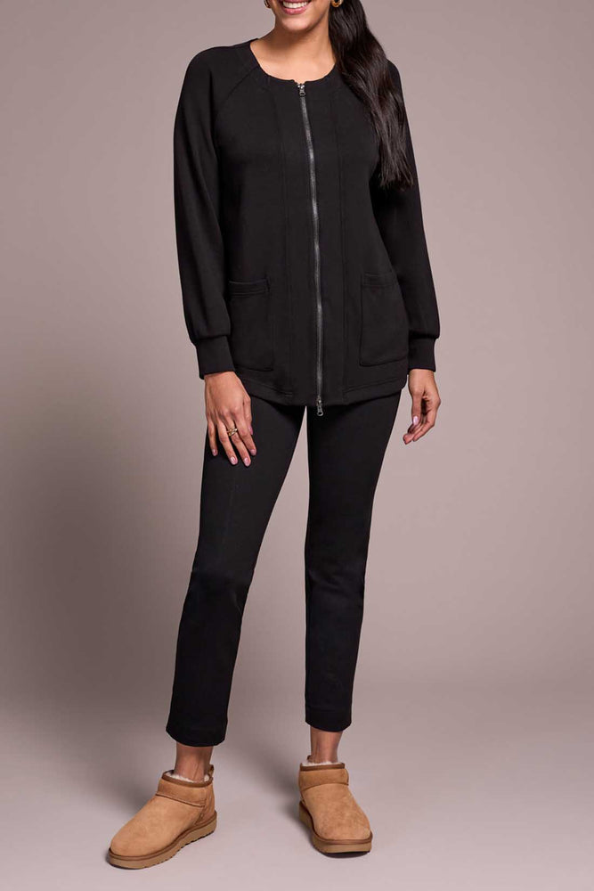 Tribal Fall 2025-2251O-3390-Long Sleeve Cardigan W/2 Way Zipper-Black - The Coach Pyramids