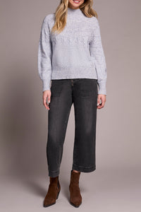 Tribal Fall 2025-2252O-8199-Long Sleeve Mock Neck Sweater-Marine - The Coach Pyramids