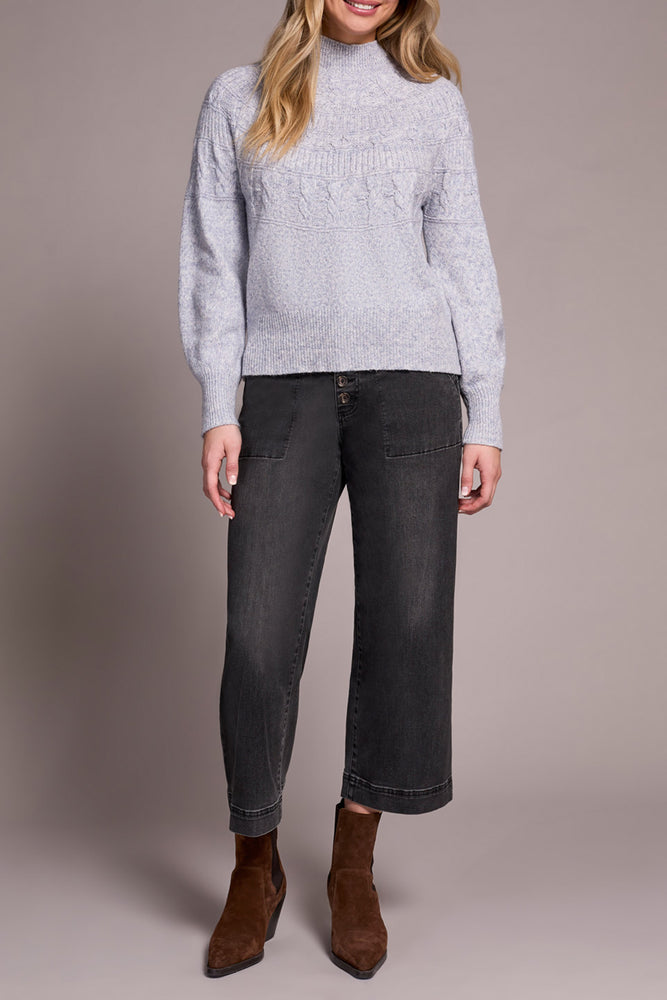 Tribal Fall 2025-2252O-8199-Long Sleeve Mock Neck Sweater-Marine - The Coach Pyramids