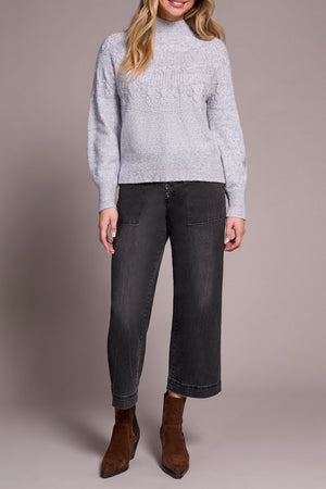 Tribal Fall 2025-2252O-8199-Long Sleeve Mock Neck Sweater-Marine - The Coach Pyramids
