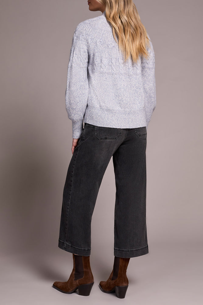 Tribal Fall 2025-2252O-8199-Long Sleeve Mock Neck Sweater-Marine - The Coach Pyramids