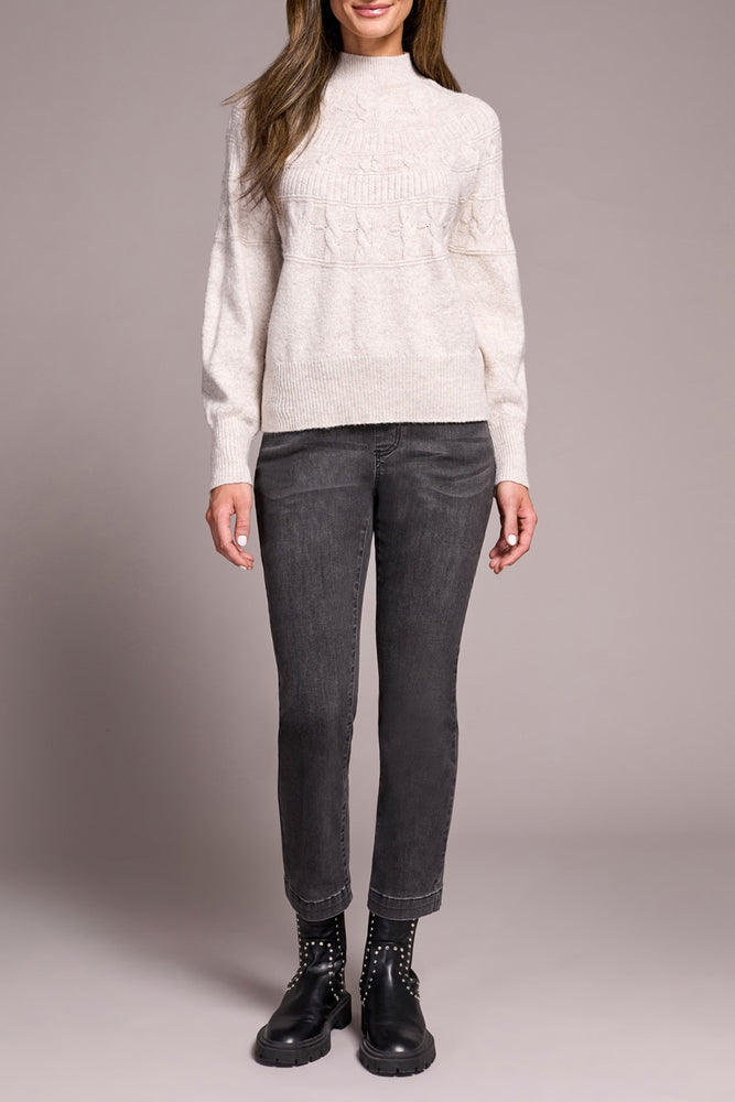 Tribal Fall 2025-2252O-8199-Long Sleeve Mock Neck Sweater-Moon Stone - The Coach Pyramids