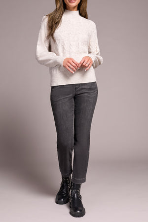 Tribal Fall 2025-2252O-8199-Long Sleeve Mock Neck Sweater-Moon Stone - The Coach Pyramids