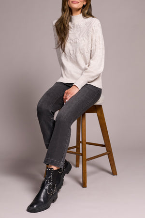 Tribal Fall 2025-2252O-8199-Long Sleeve Mock Neck Sweater-Moon Stone - The Coach Pyramids